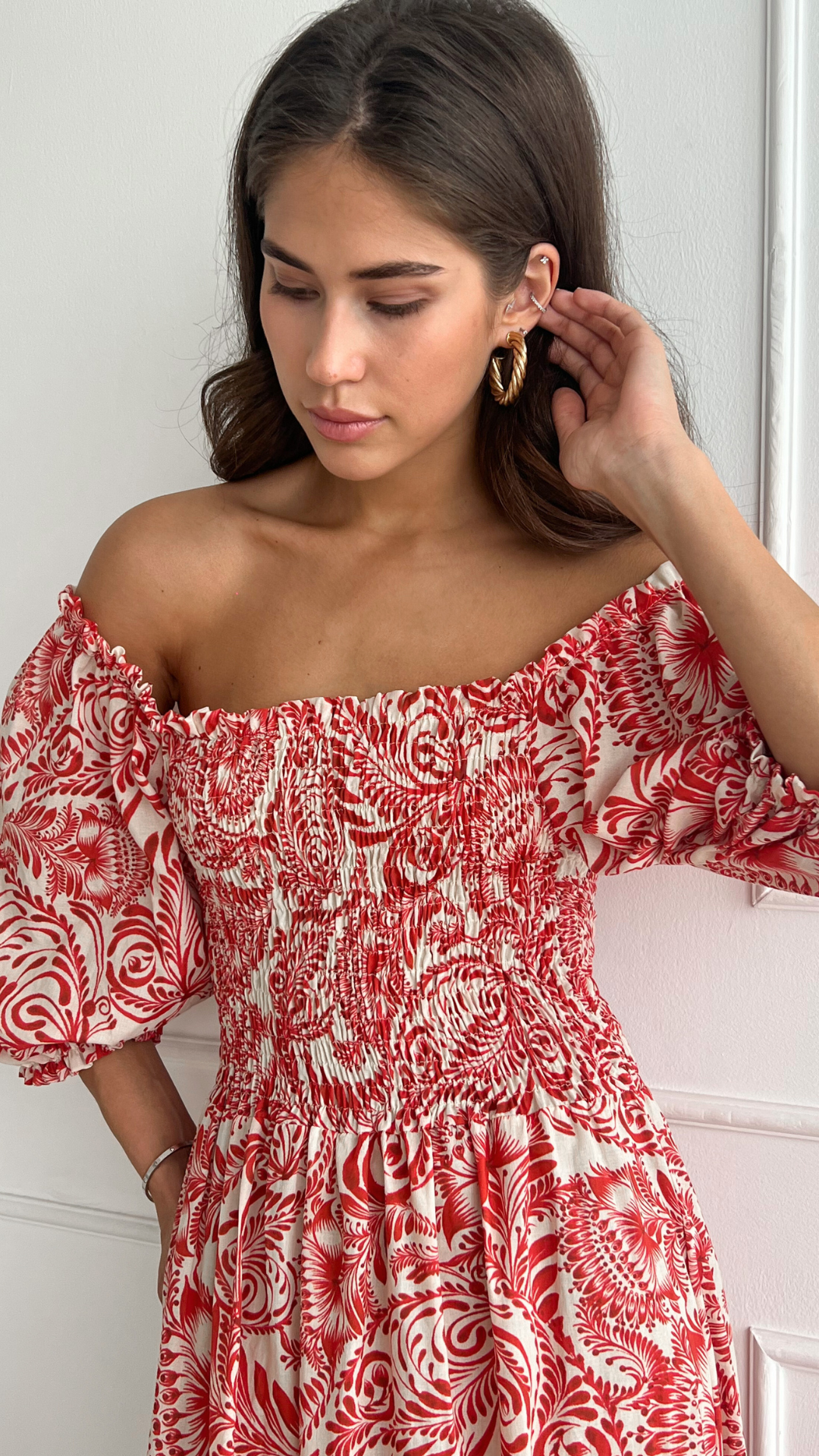 Carina Print Dress - Red Print
