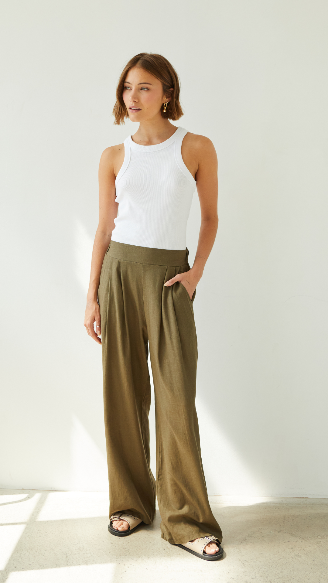 Alexis Linen Trousers - Khaki