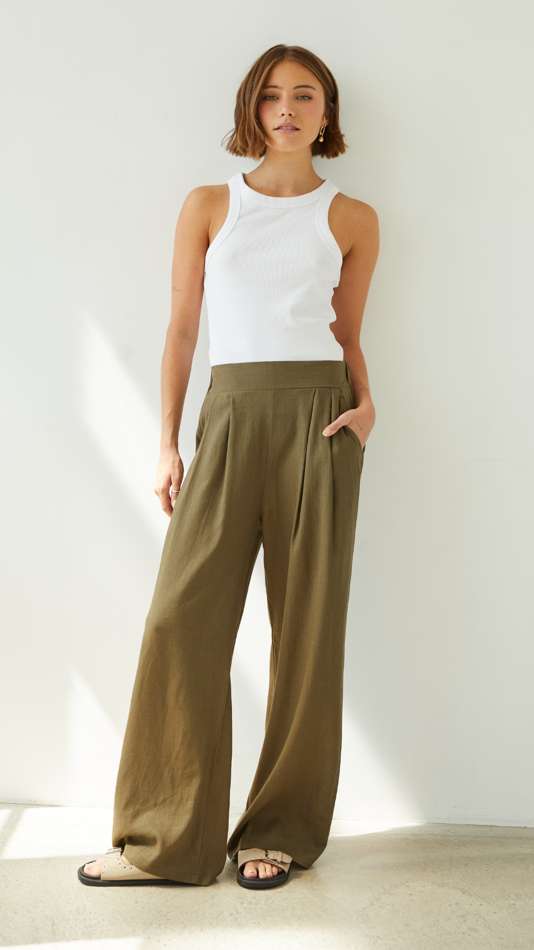 Alexis Linen Trousers - Khaki