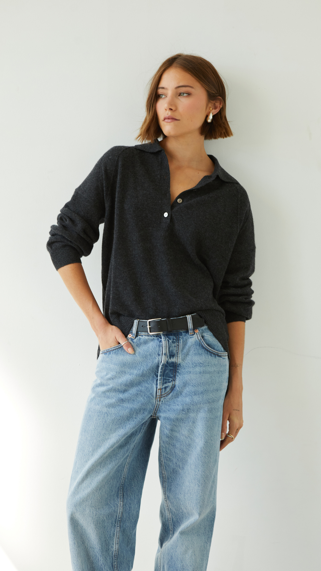 Caprice Cashmere Sweater - Dark Grey