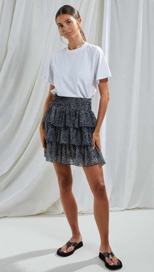 Renee Print Skirt - Dark Blue