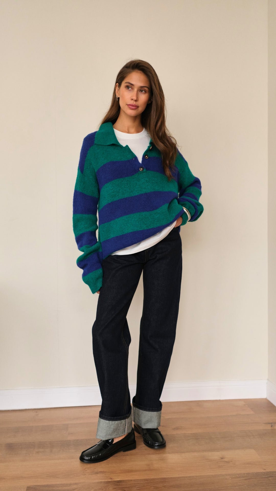 Arlo Sweater - Emerald Blue Marine Stripes