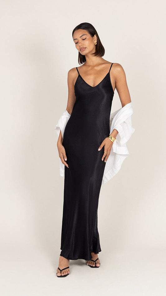 Lana Satin Dress - Black