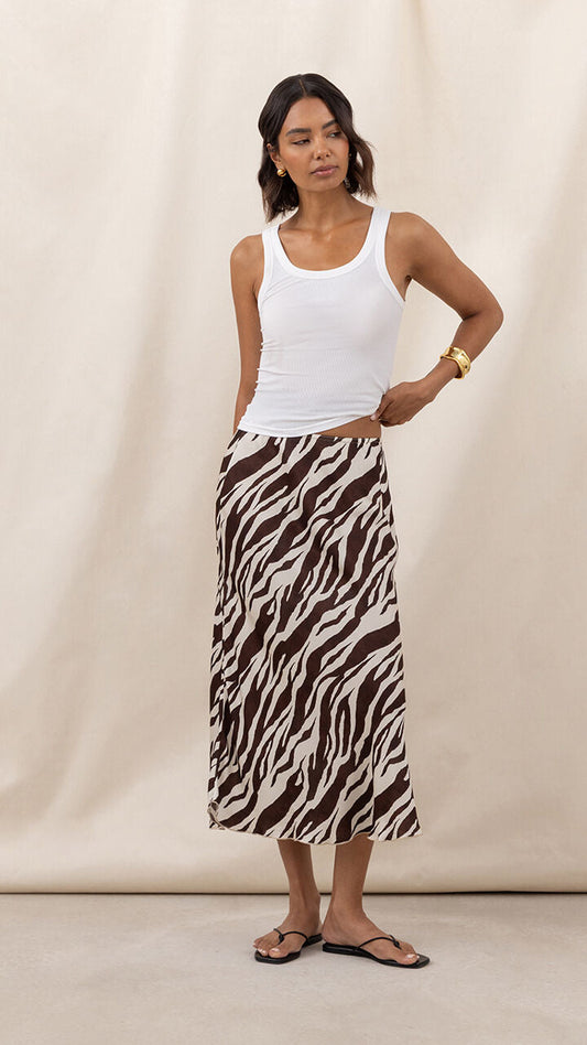 Sasha Satin Print Skirt - Zebra Print