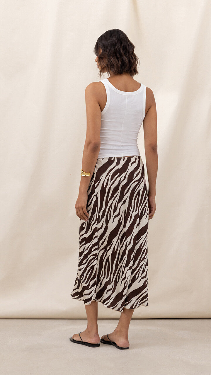 Sasha Satin Print Skirt - Zebra Print