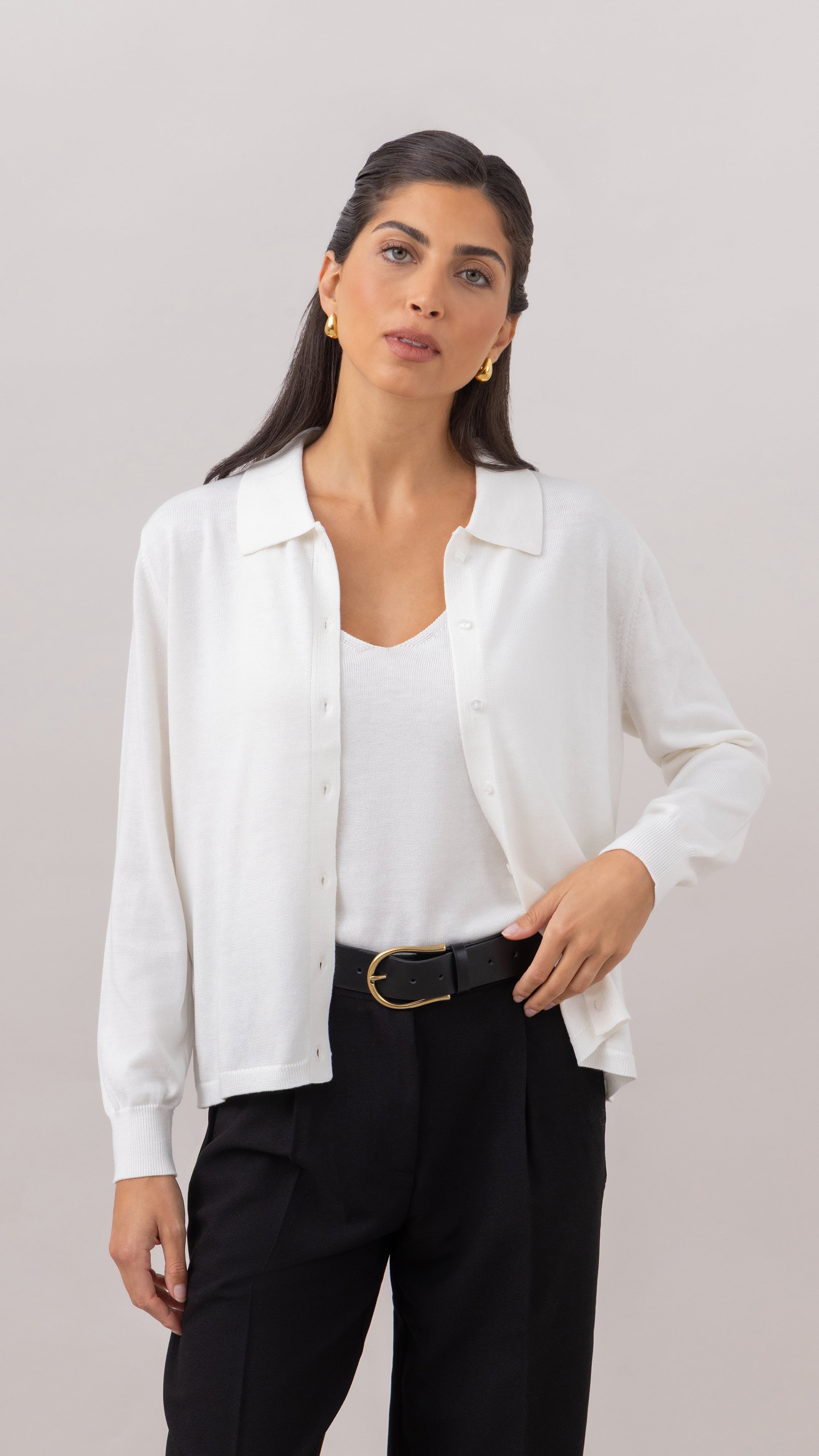 Kora Knitted Twin Set - Ivory