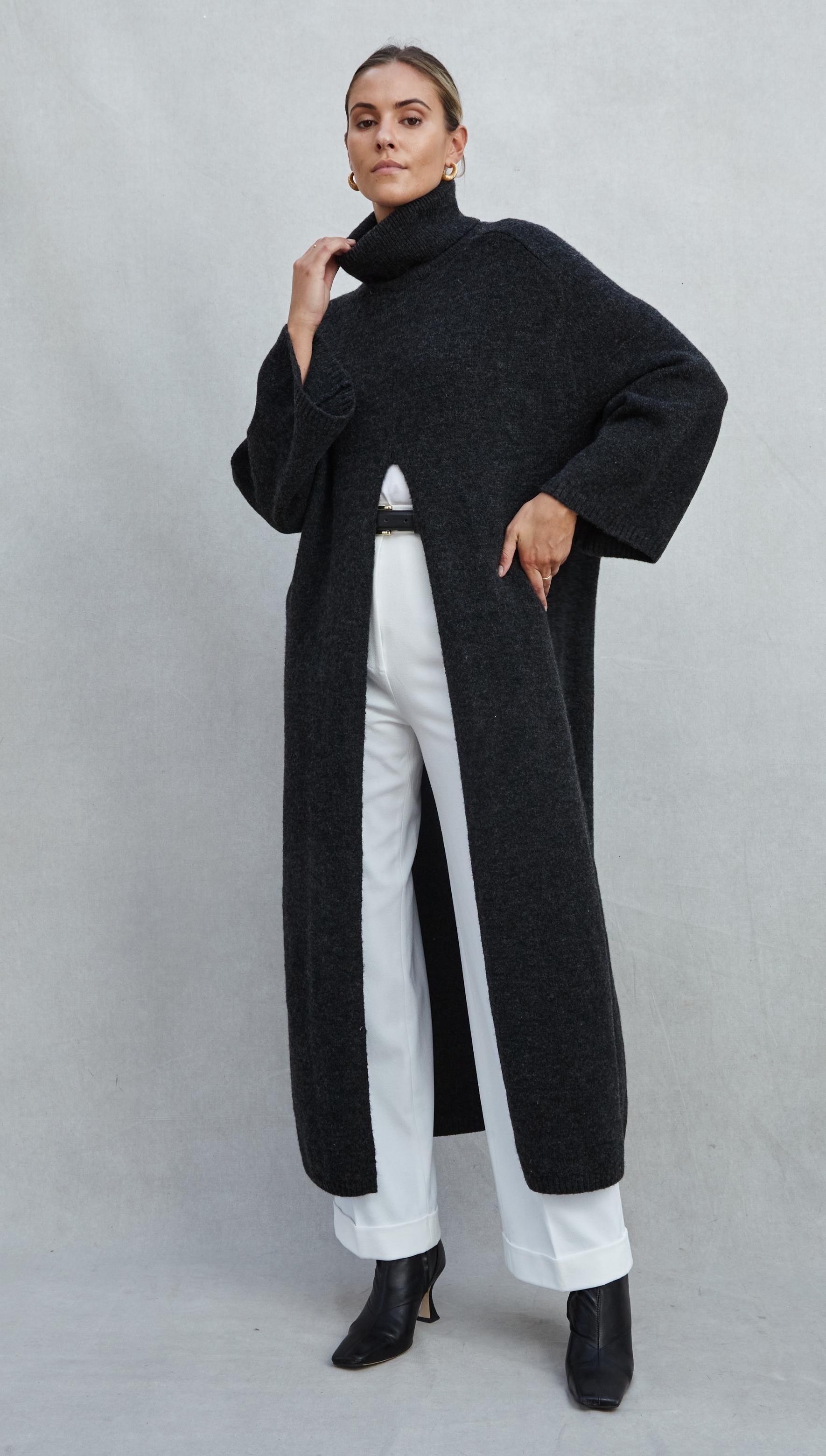 Vivienne Sweater Dress - Black Melange