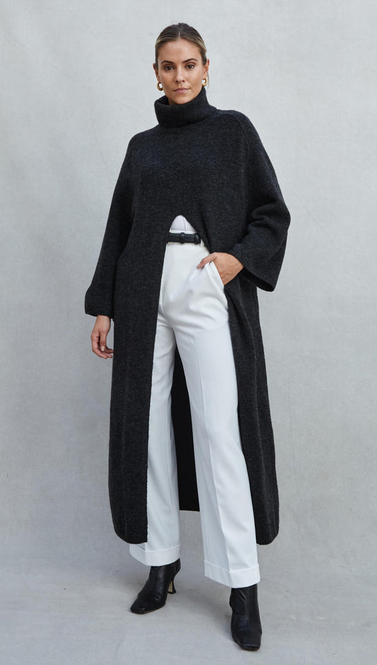 Vivienne Sweater Dress - Black Melange