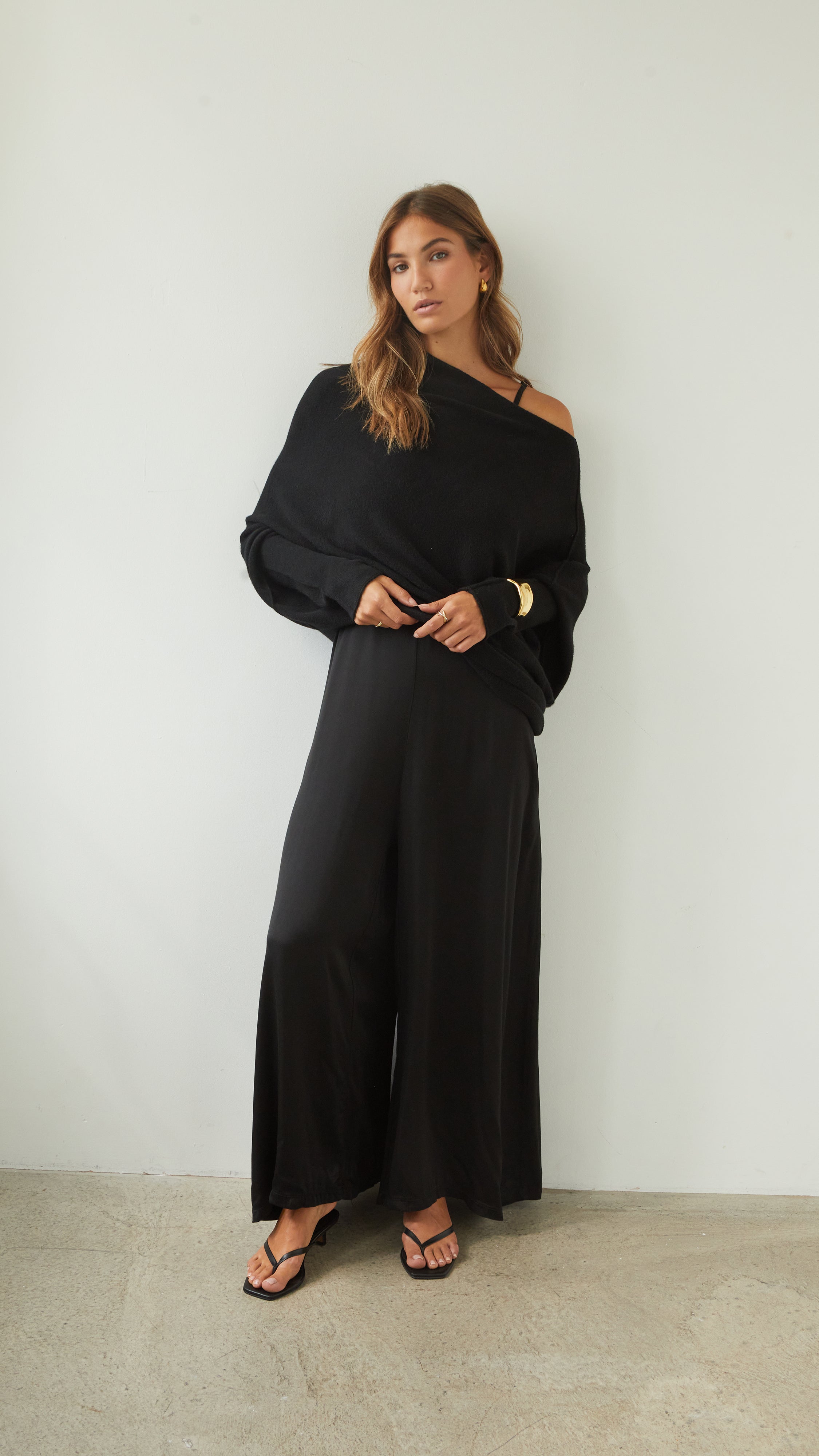 Natalie Asymmetric Sweater - Black