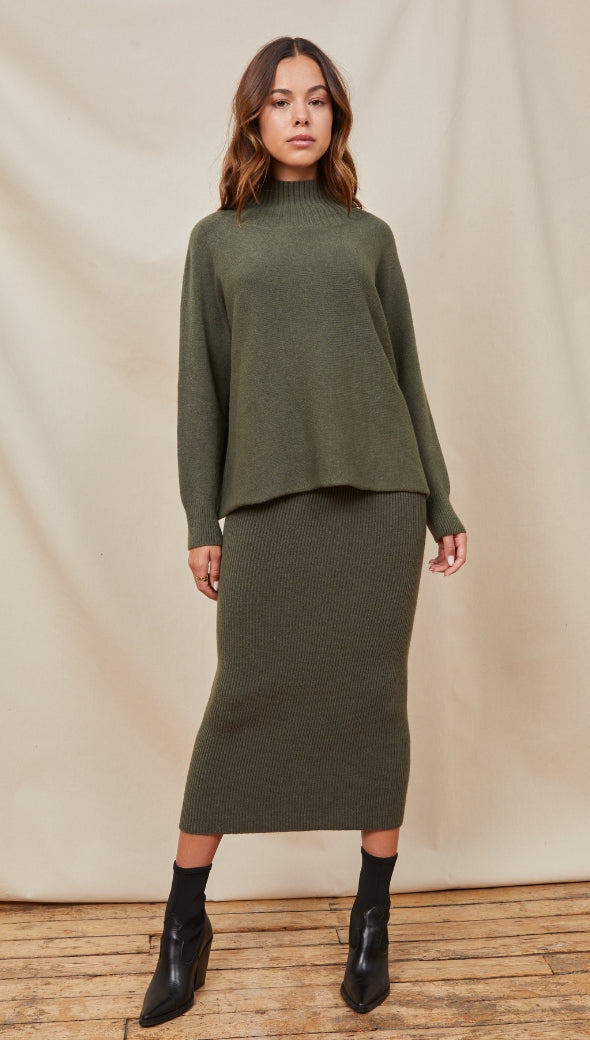 Alma Pencil Skirt - Khaki