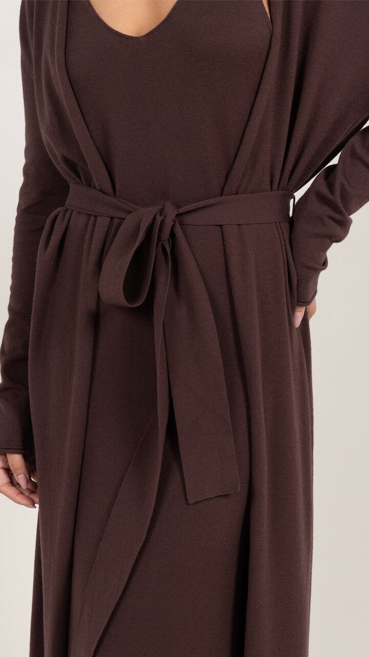 Sofia Long Line Cardigan - Dark Espresso