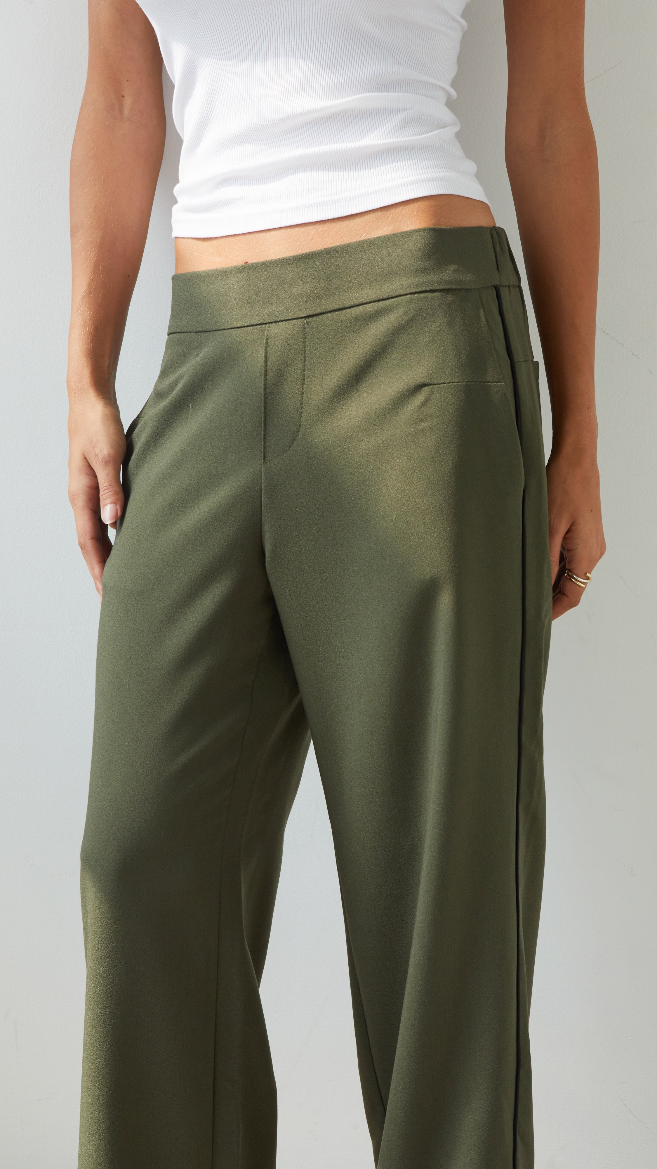 Kim Crepe Trousers - Khaki