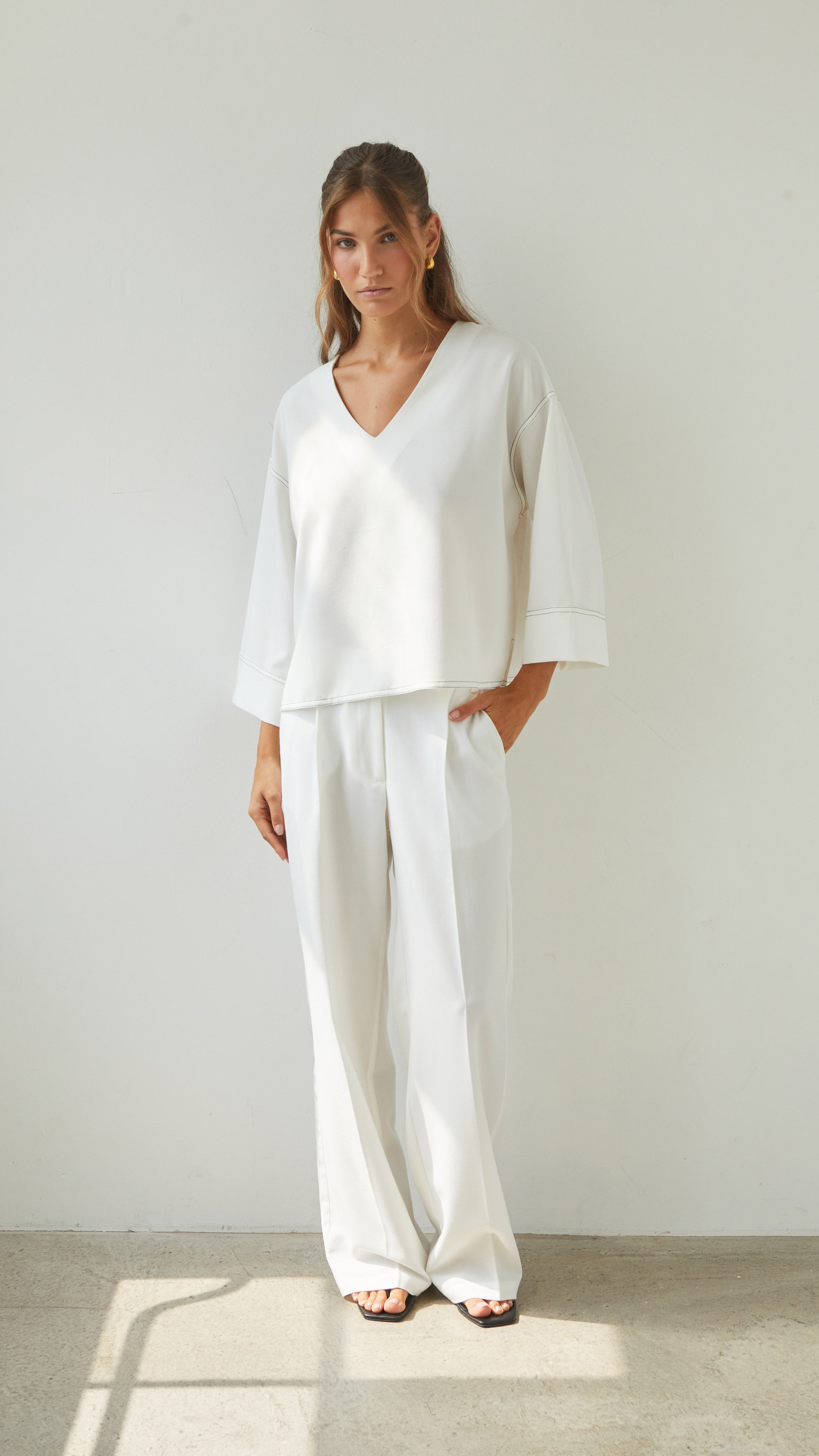 Nelly Crepe Trousers - White