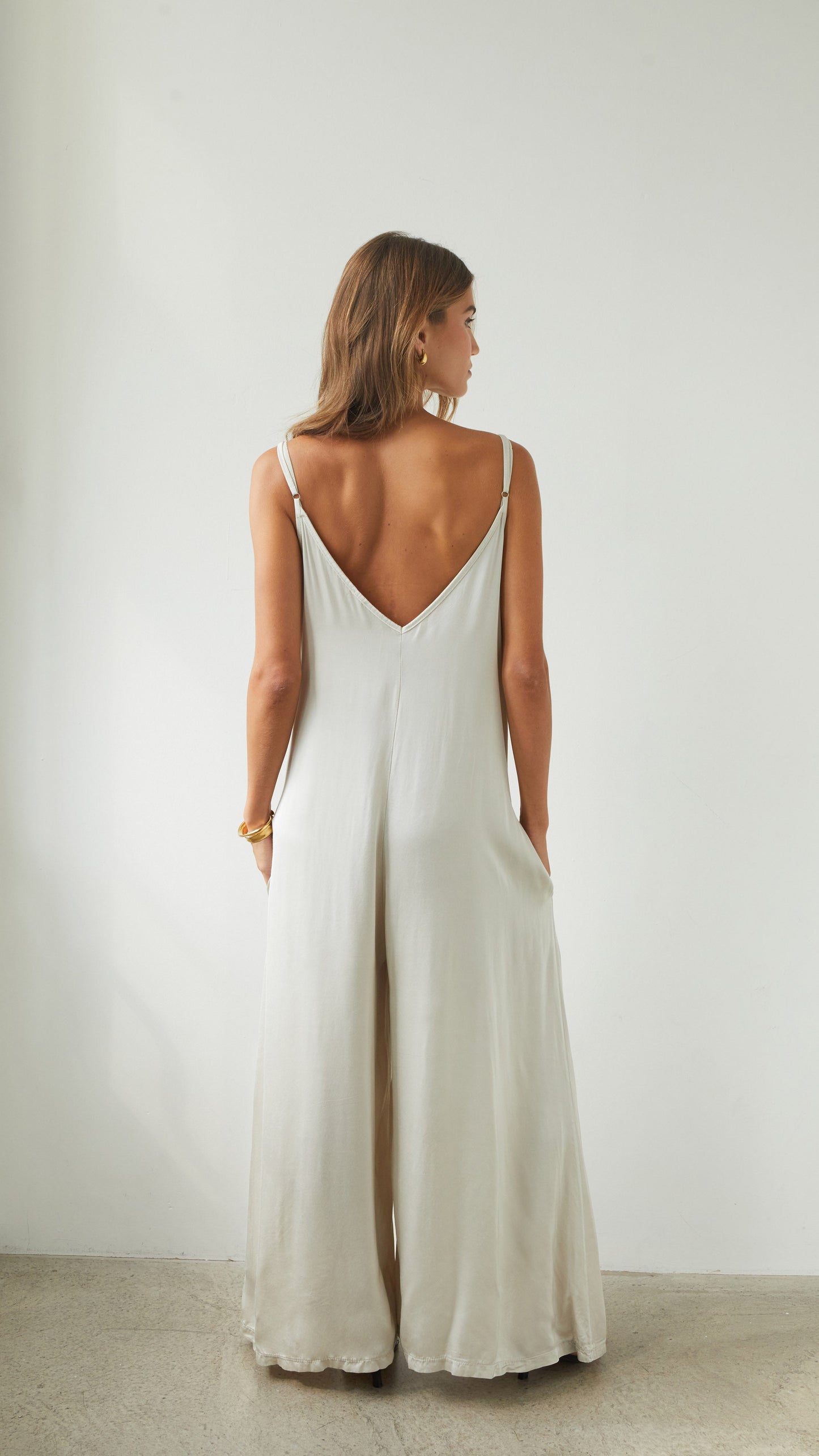 Natalie Satin Jumpsuit - Ivory