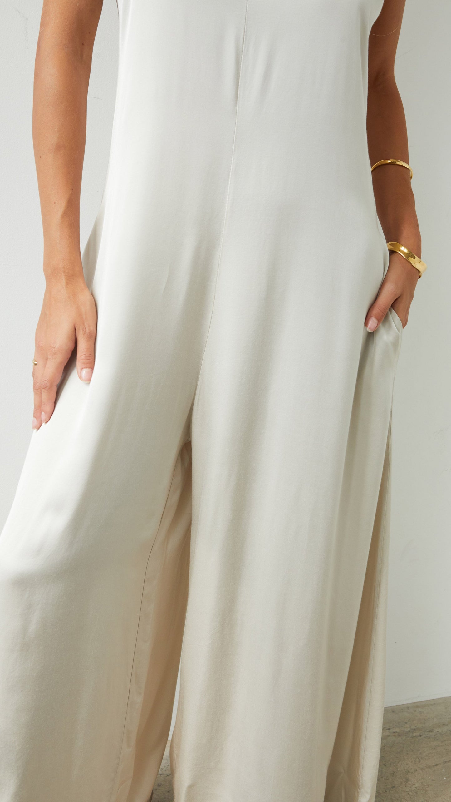 Natalie Satin Jumpsuit - Ivory