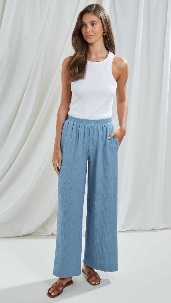 Tamara Wide Leg Trousers - Blue