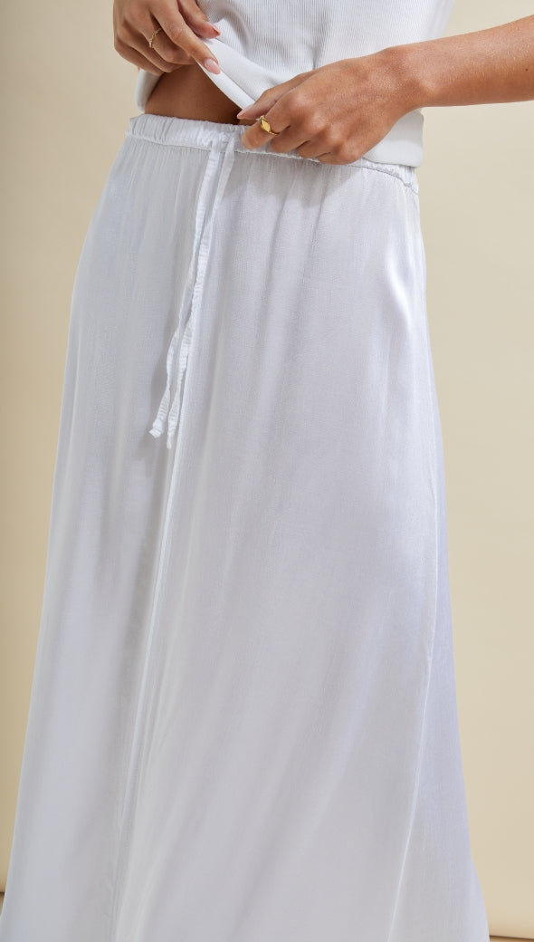 Phoebe Satin Skirt - White