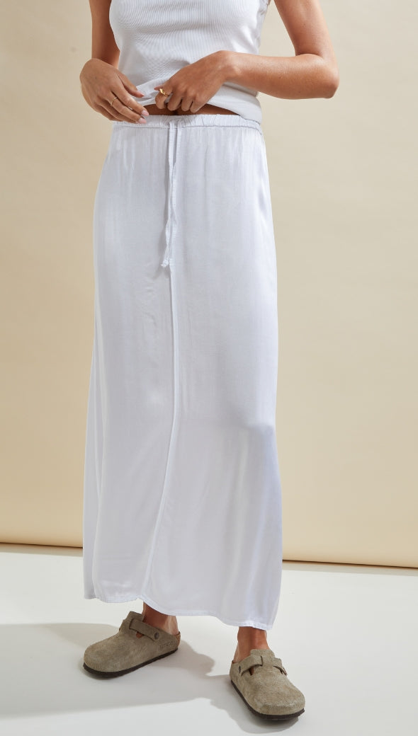 Phoebe Satin Skirt - White